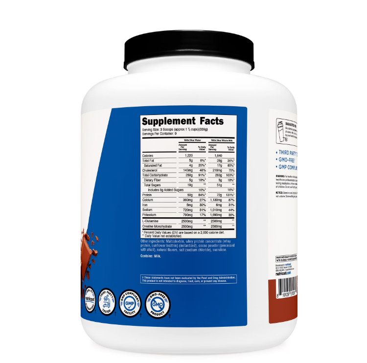 Nutricost Mass Gainer Double Chocolate Flavor, 6.7 LBS, 50 Grams of Protein