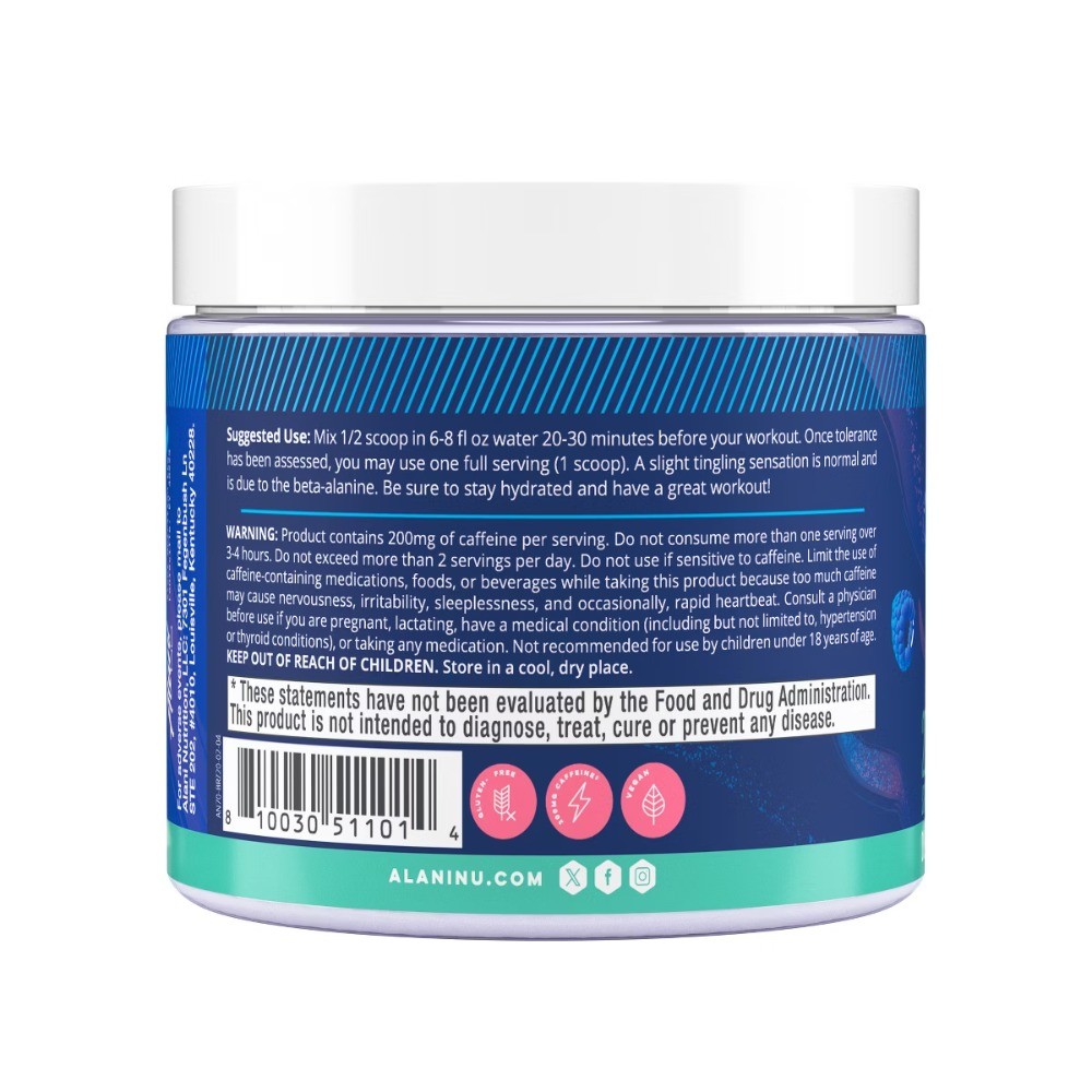 Energy Supplement Powder-Breezeberry – 6.8oz: With L-Theanine, 200mg Per Serving