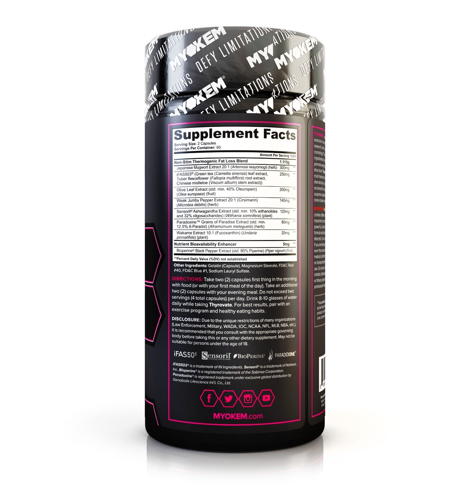 Myokem Thyrovate Thermogenic Fat Burner Targets Belly Fat (120 Capsules)