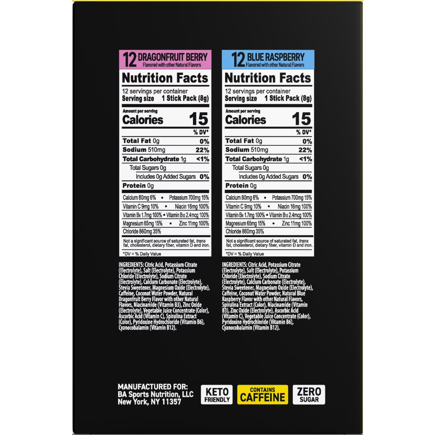 BODYARMOR Flash I.V. Caffeine Hydration Powder Sticks Variety Pack 24 Count.