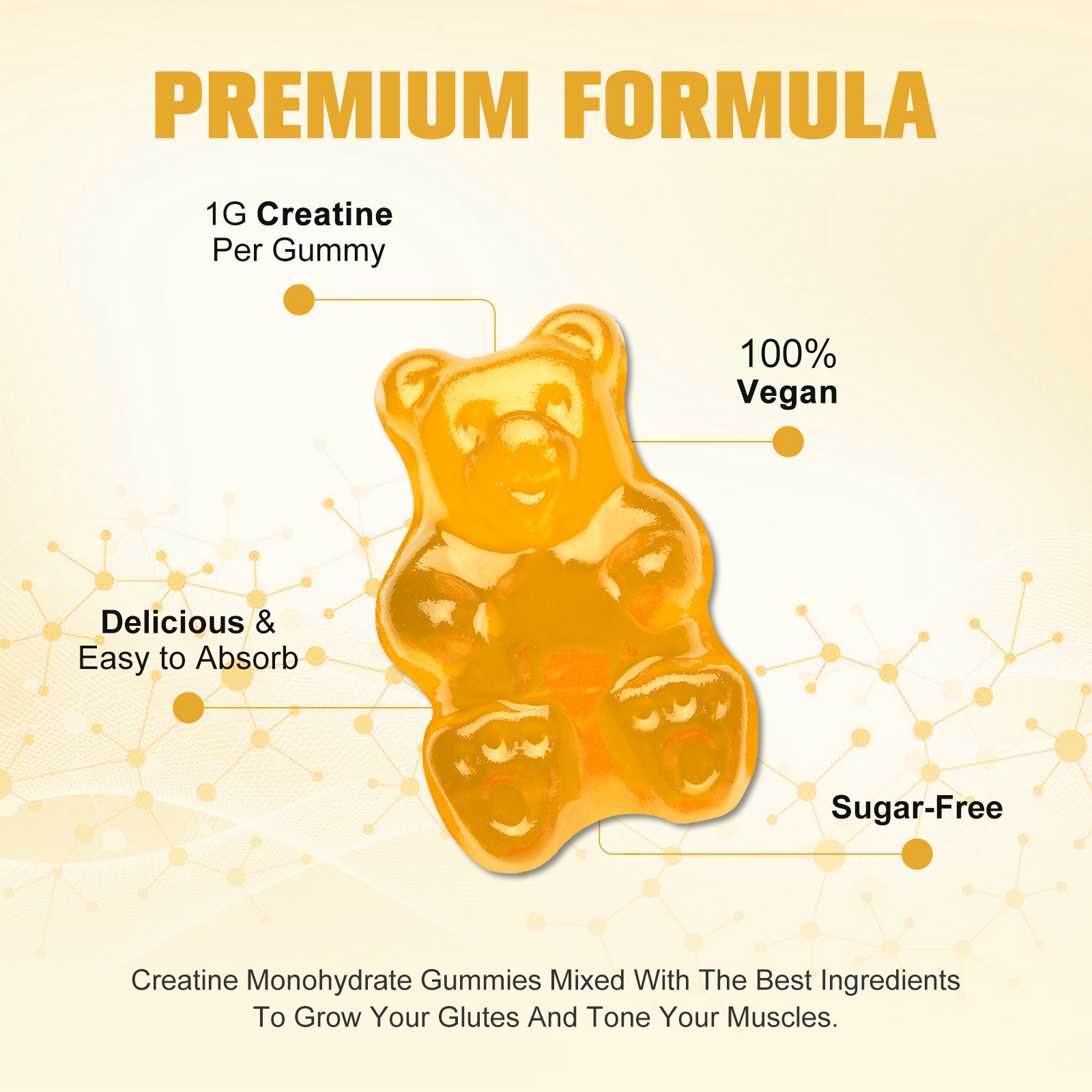180 Pills Creatine Monohydrate Gummies Improve Performance and Strength