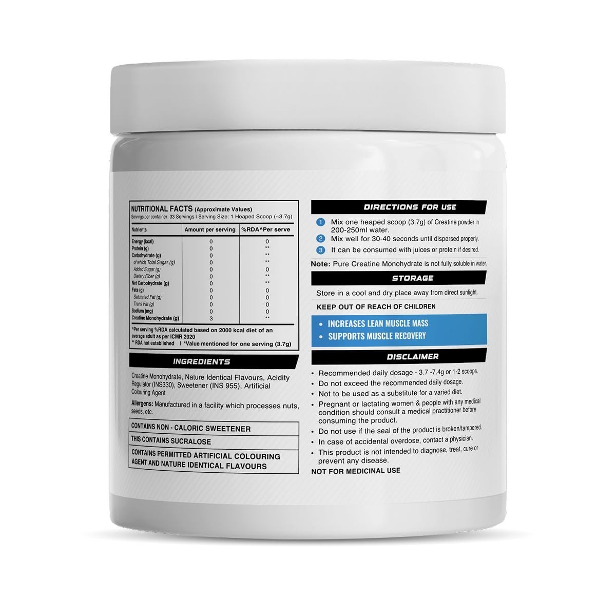 Wellcore Micronised Creatine Powder 122g For Enhanced Muscle Strength