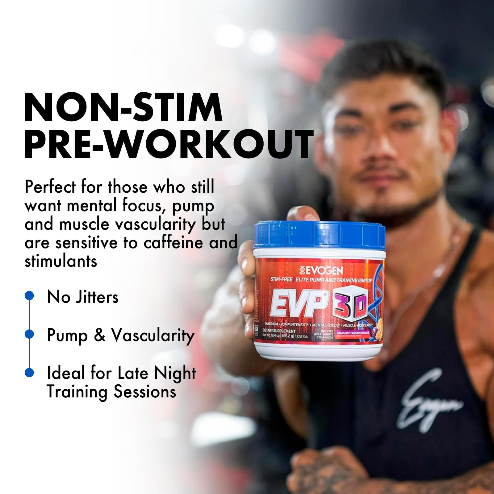 Evogen EVP 3D – Stim Free Pre Workout Powder for Men & 1 Pound (Pack of 1)