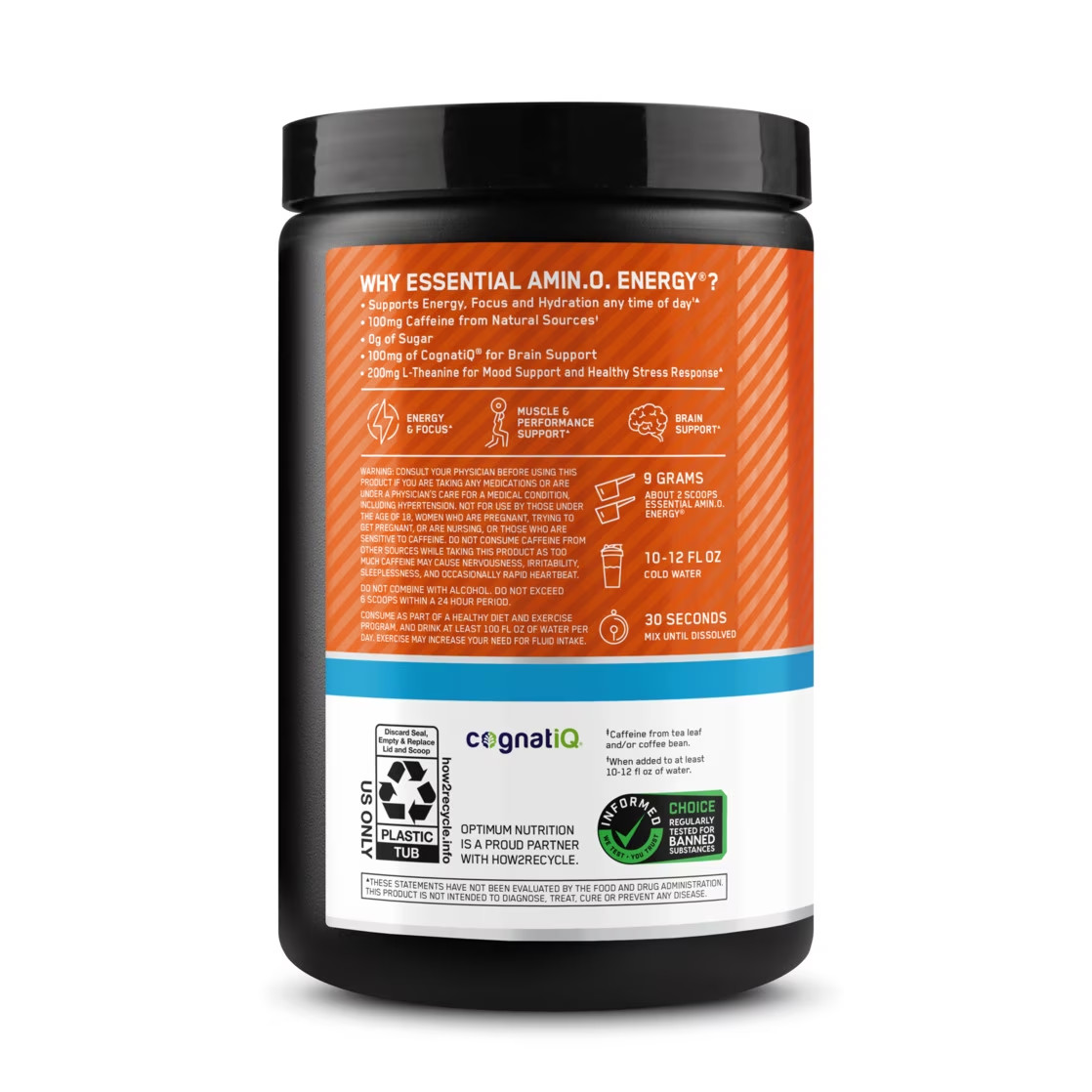 Essential Amino Energy Powder plus Hydration, Tangerine Wave, with BCAA, Electro