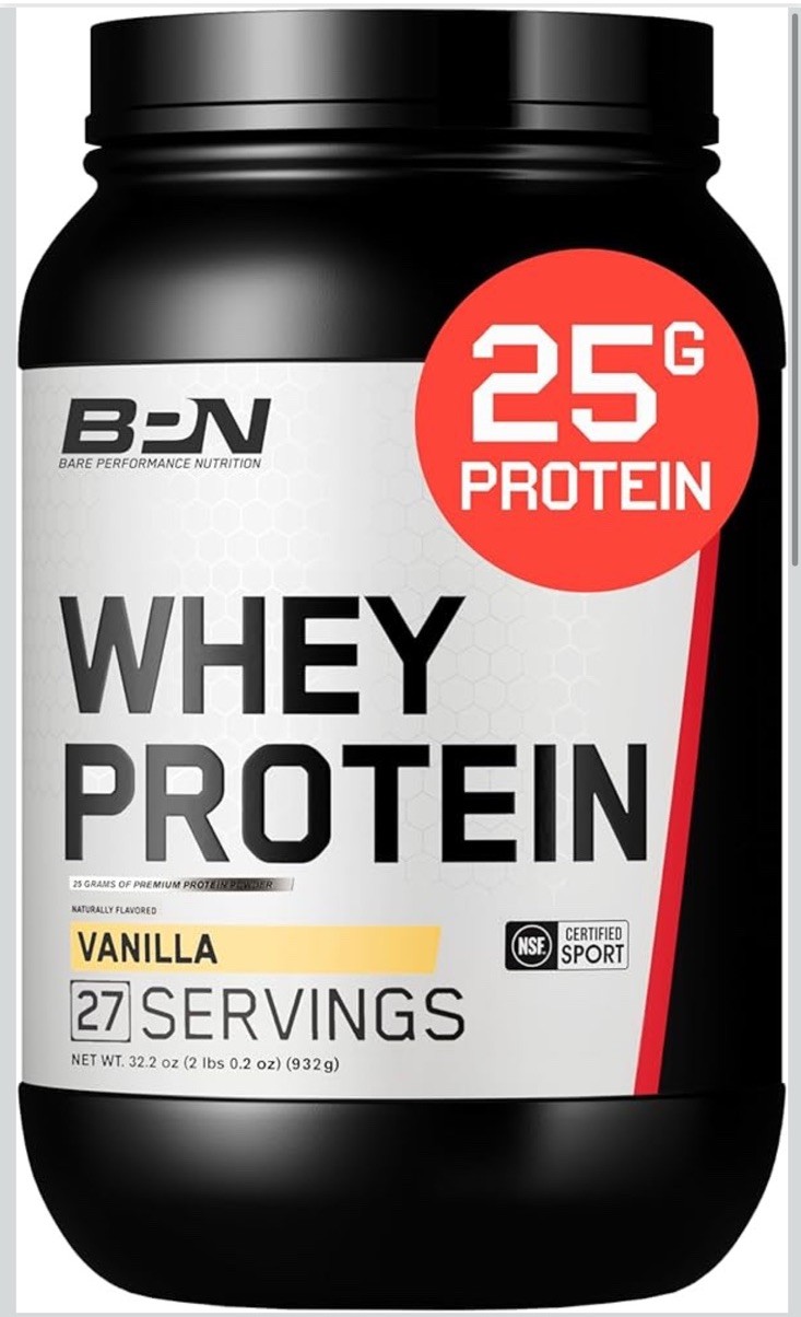 BARE PERFORMANCE NUTRITION BPN Whey Protein Powder – 27 Servings Vanilla 9/2026