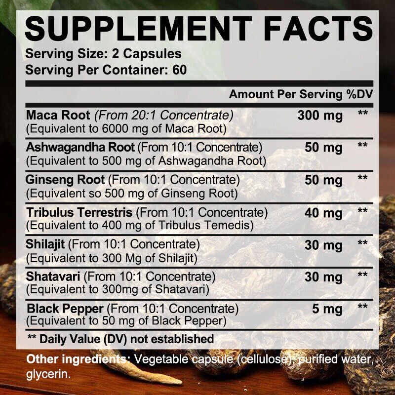Maca Capsules: Natural Formula for Men’s Health and Energy with 7 Ingredients