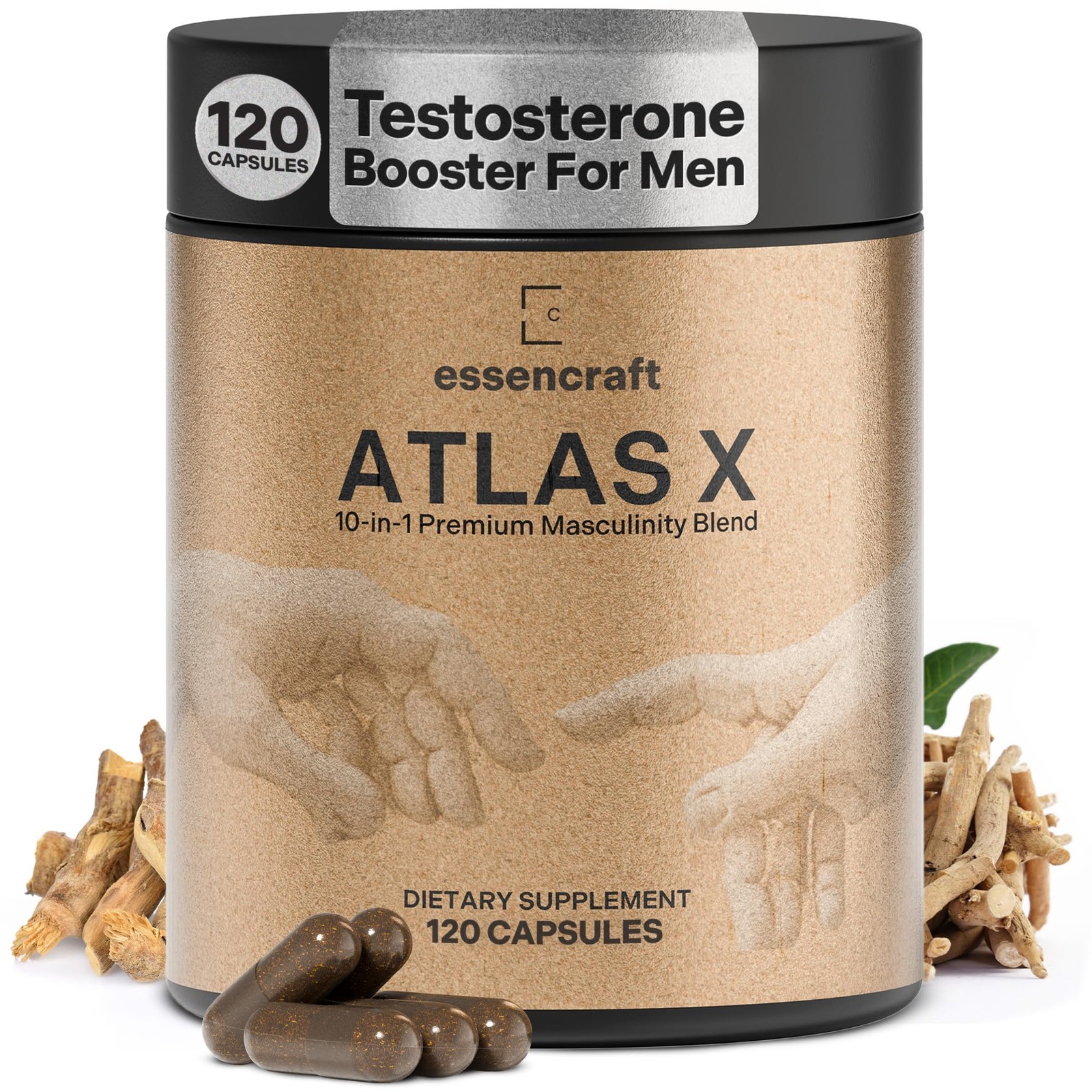 Essencraft Atlas X Testosterone Supplement for 120 Count (Pack of 1), Blue