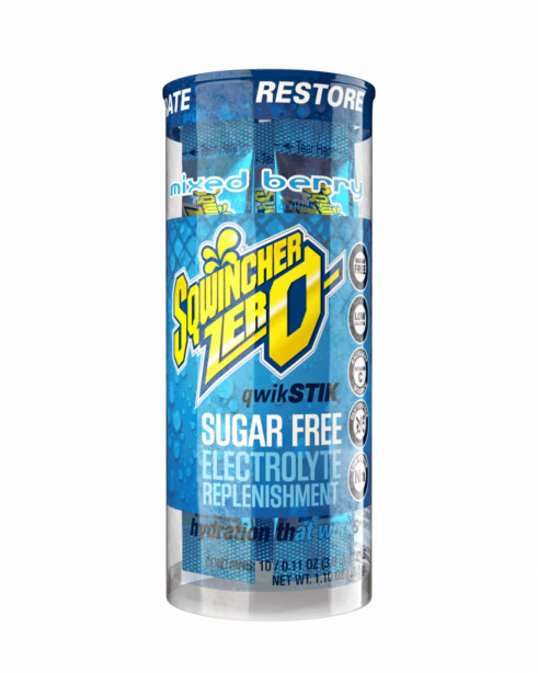 12PK Sqwincher Zero Electrolyte Replenishment Mixed Berry 10 Sticks 075880414148