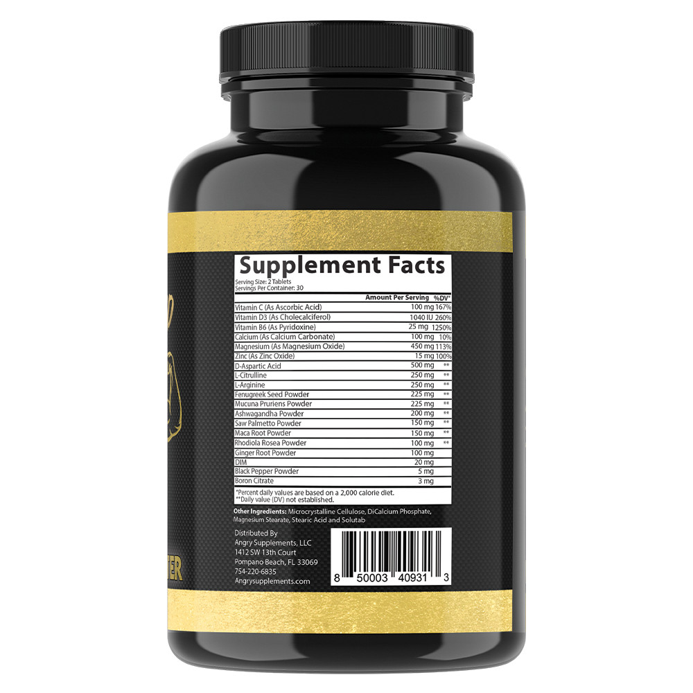 Angry Supplements Monster Test GOLD Test Booster Natural Energy Muscle 60ct