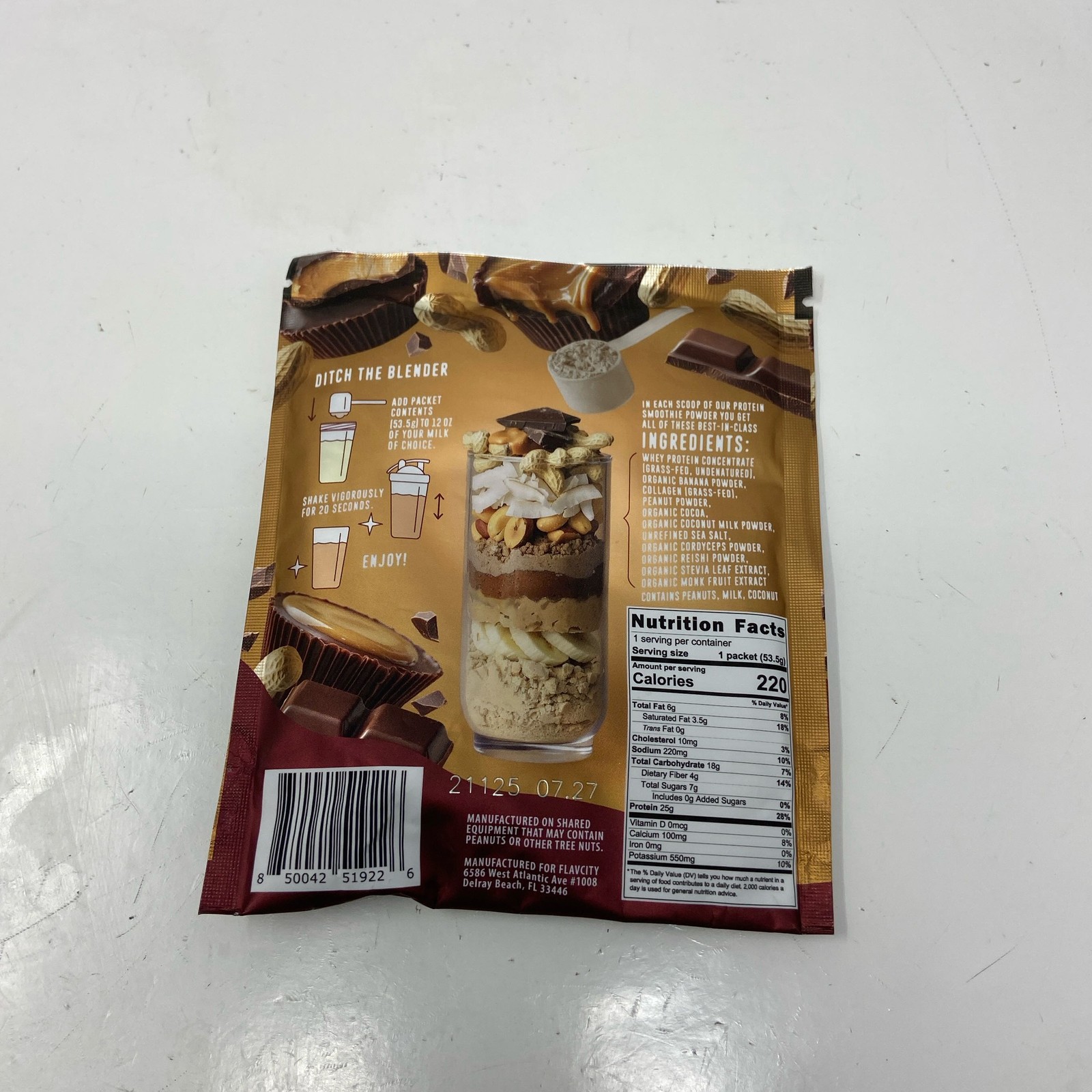 FlavCity Chocolate Peanut Butter Protein Smoothie Packet 1.89oz