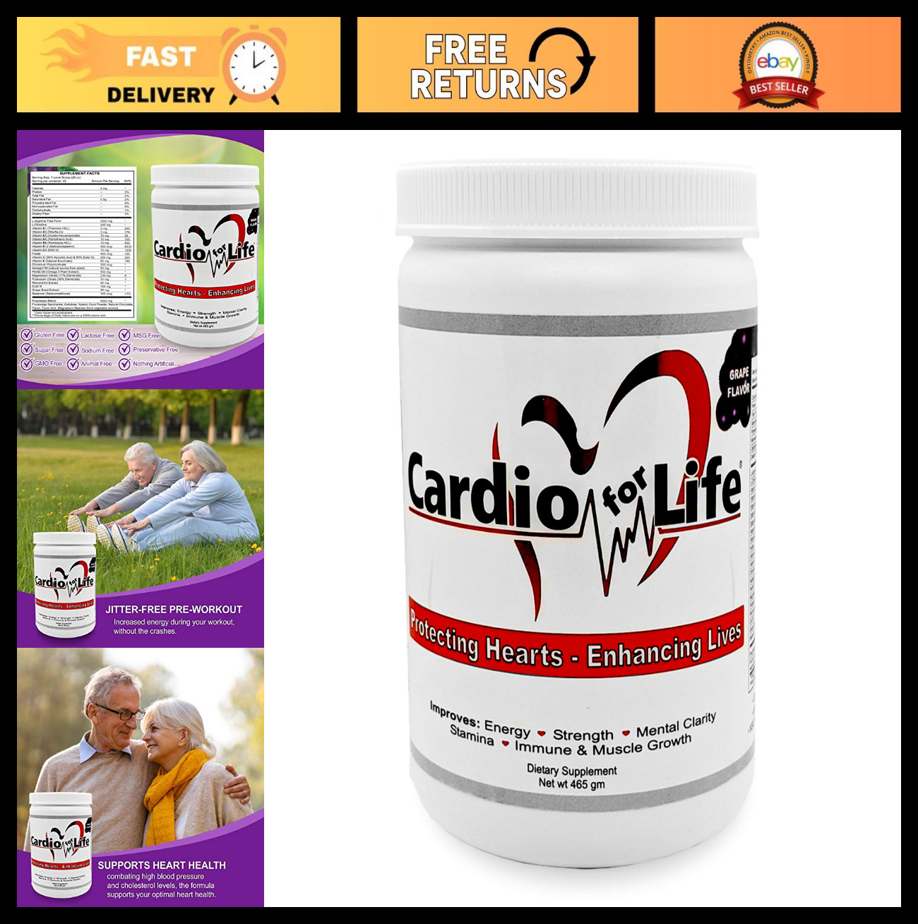 16 oz. Grape Flavor Cardio Powder with AstraGin – Heart Health Supplement