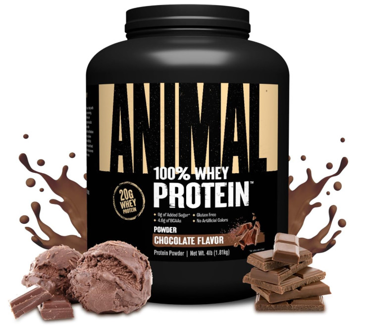 Animal Whey Protein Powder Chocolate 4LB Low Sugar BCAA Blend
