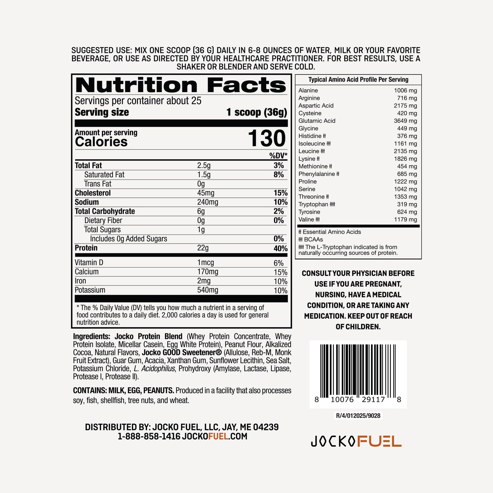 Jocko Fuel Whey Protein Powder, Chocolate Peanut Butter, 22g Protein, Digesti…