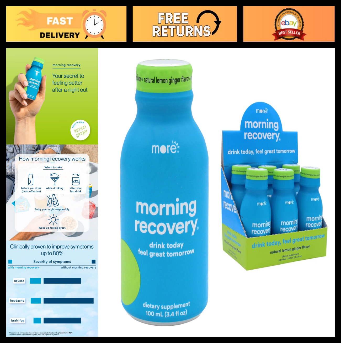 Hydrating Electrolyte Drink with Milk Thistle, Vegan, Non-GMO, Lemon Ginger, 6 P