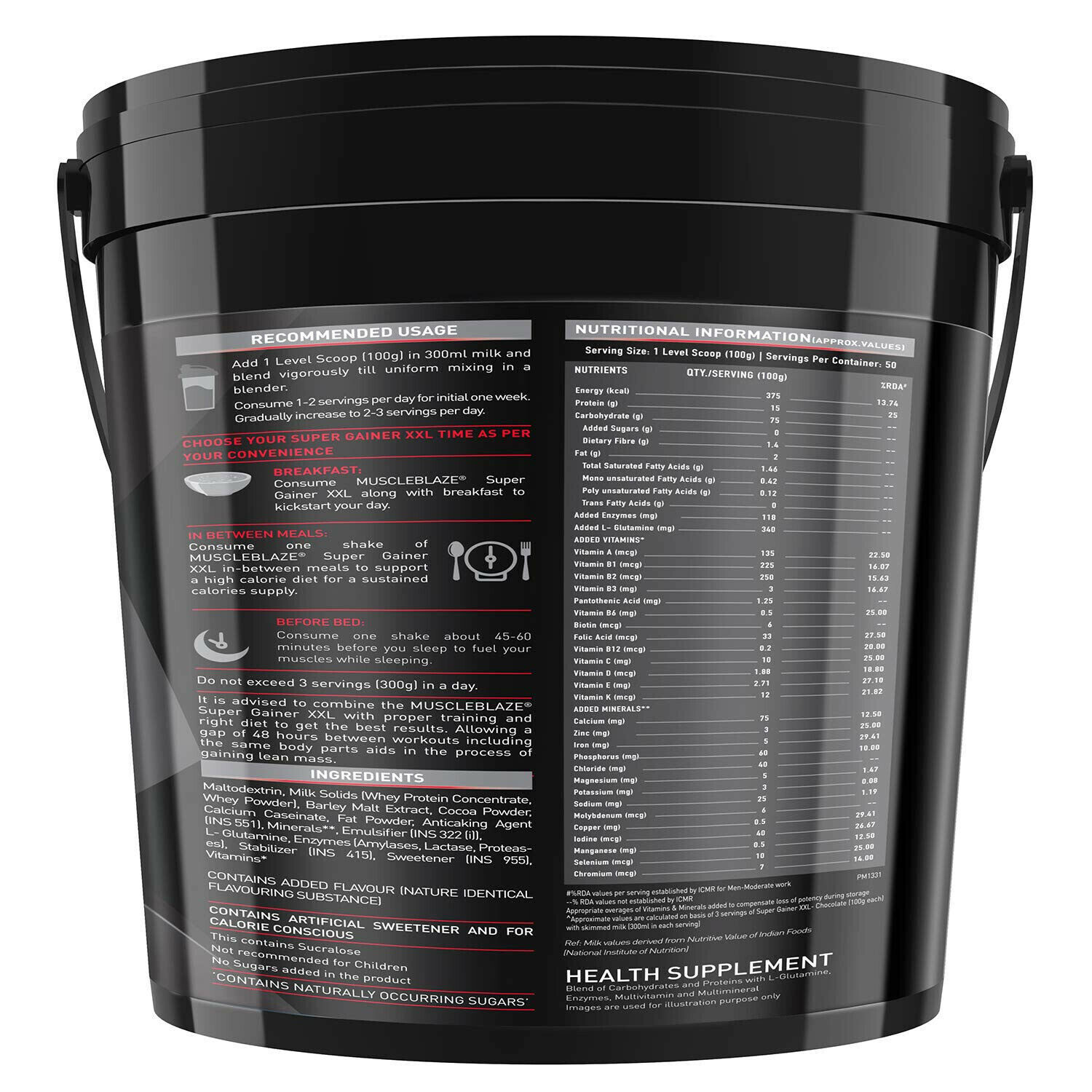 MuscleBlaze Super Gainer XXL For Muscle Mass Gain (Chocolate 5 kg )