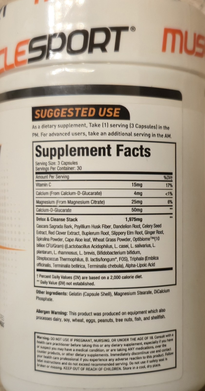 MuscleSport DETOX REVOLUTION 90 Capsules ( 30 Servings ) BEST BY 10/26