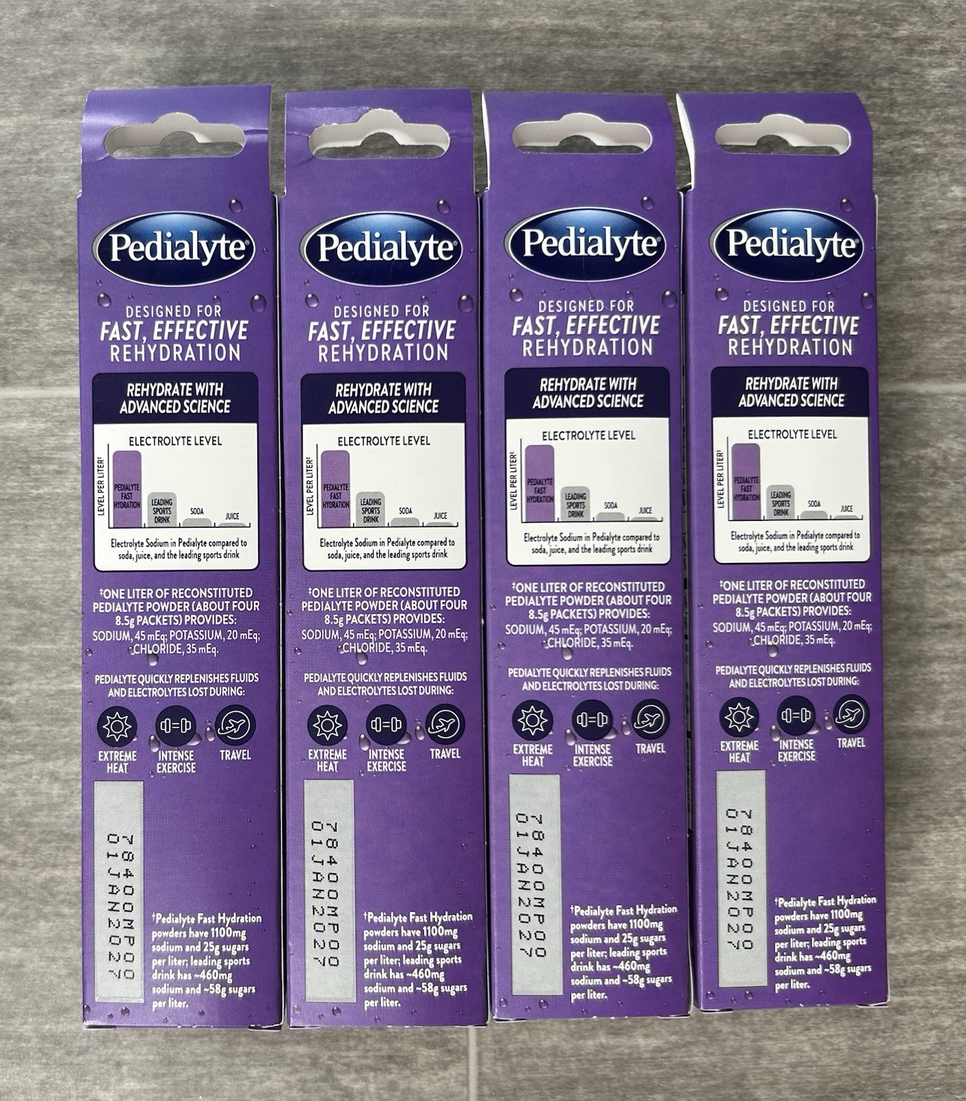 PEDIALYTE ELECTROLYTE POWDER PACKETS GRAPE 4 CT X 4 (16 TOTAL) EXP JAN 2027