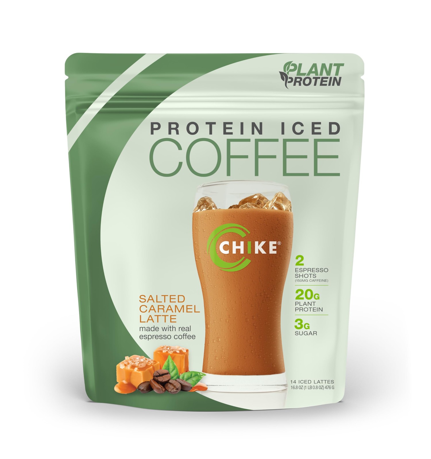 CHIKE Salted Caramel Latte Protein Iced Coffee Plant Protein, 16.8 OZ