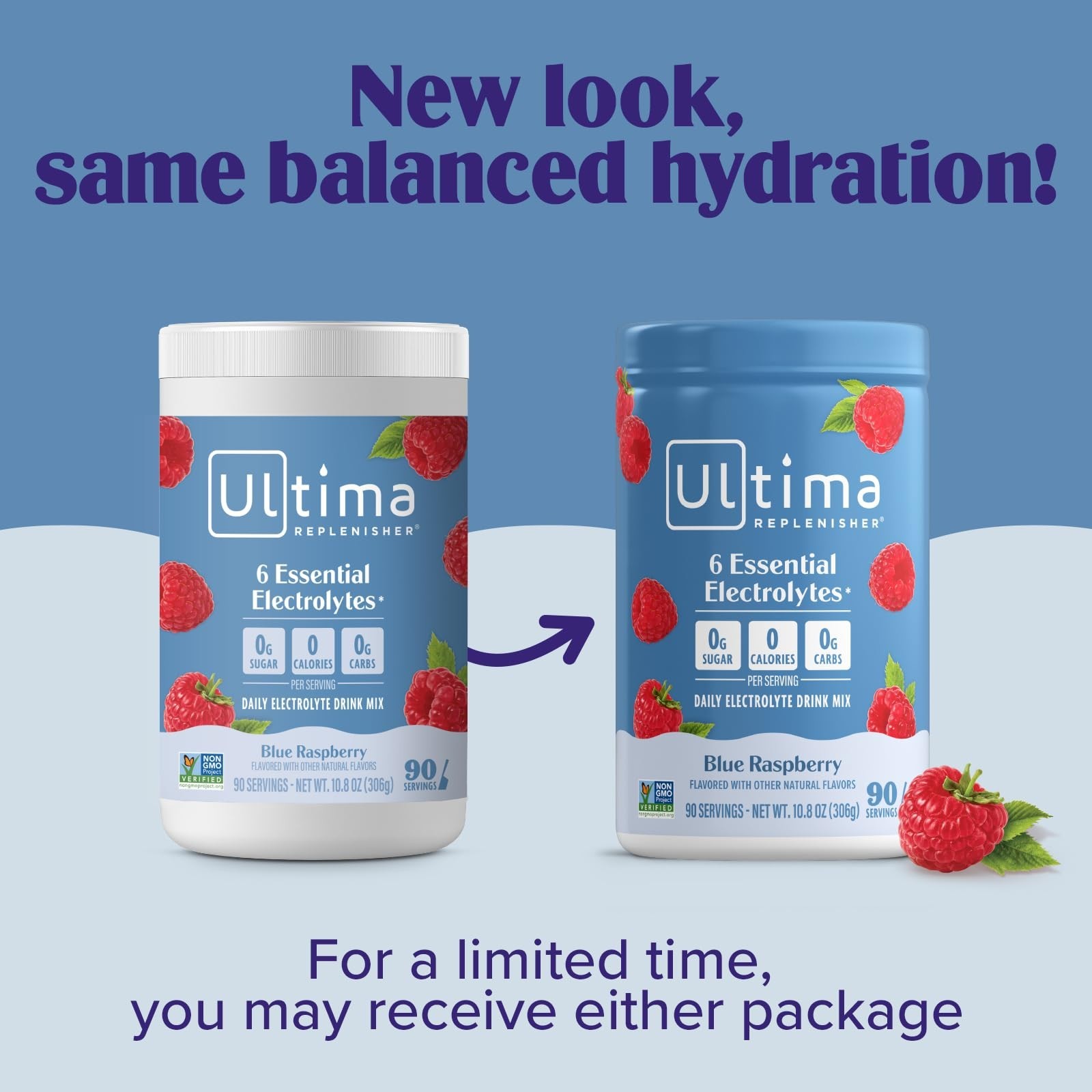 Electrolyte Powder Drink Mix – 90 Servings, Zero Sugar Blue Raspberry Hydration,