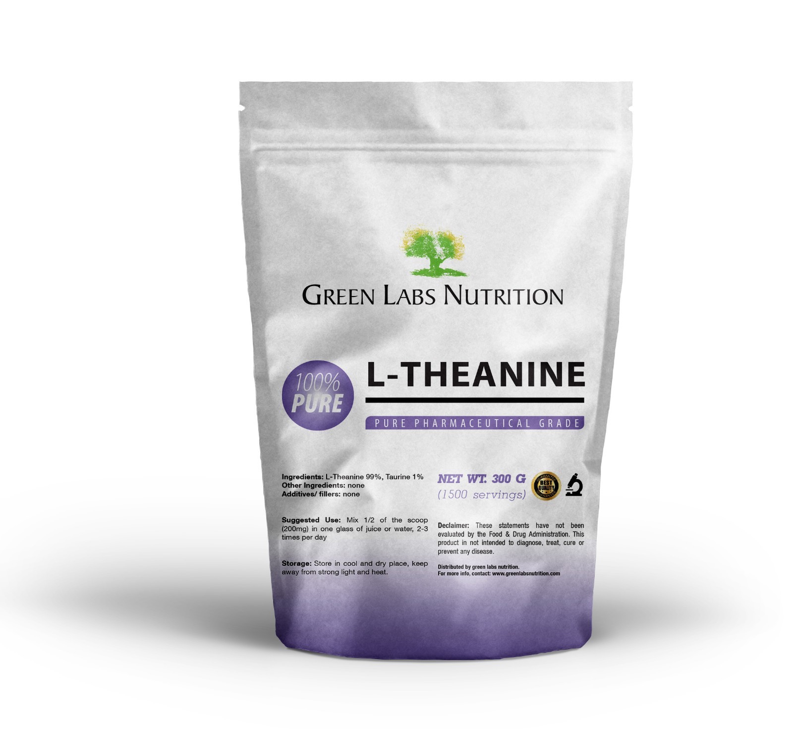 L-Theanine Pure Powder Premium Quality Supplement Calm Relaxation Focus Mood Aid
