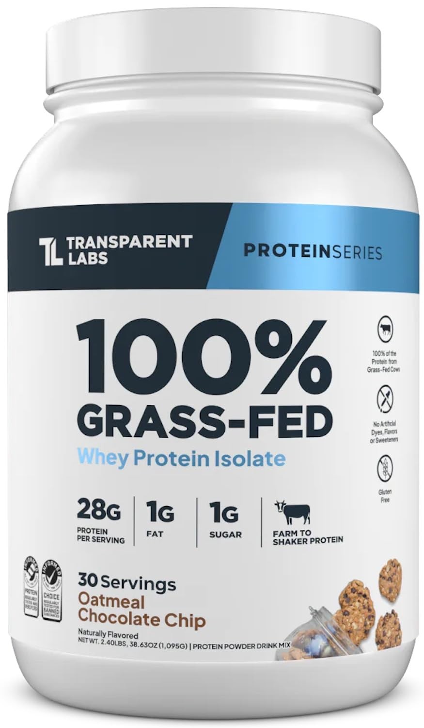 Transparent Labs Grass-Fed Whey Protein Isolate – Naturally Flavored Gluten F…