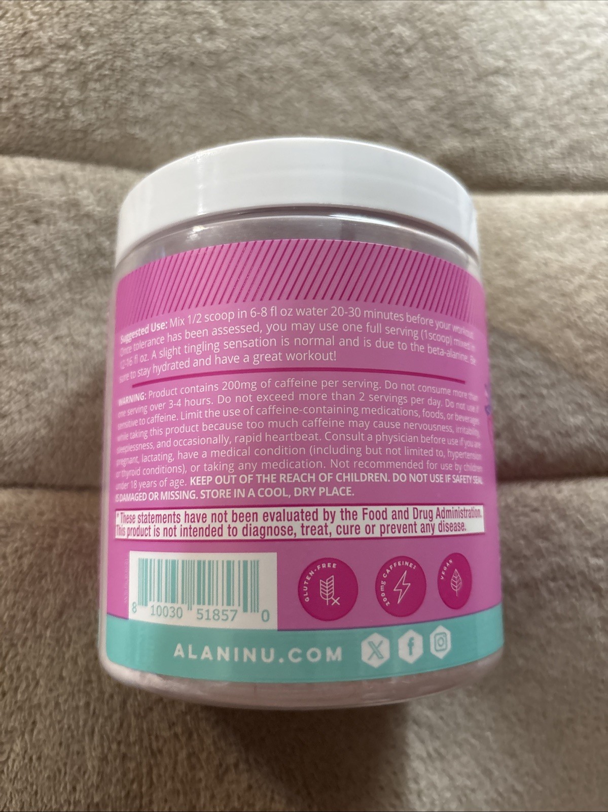 Alani Nu Pre Workout Powder Pink Slush, 30 Servings, 11.4 Oz. Exp 02/2028