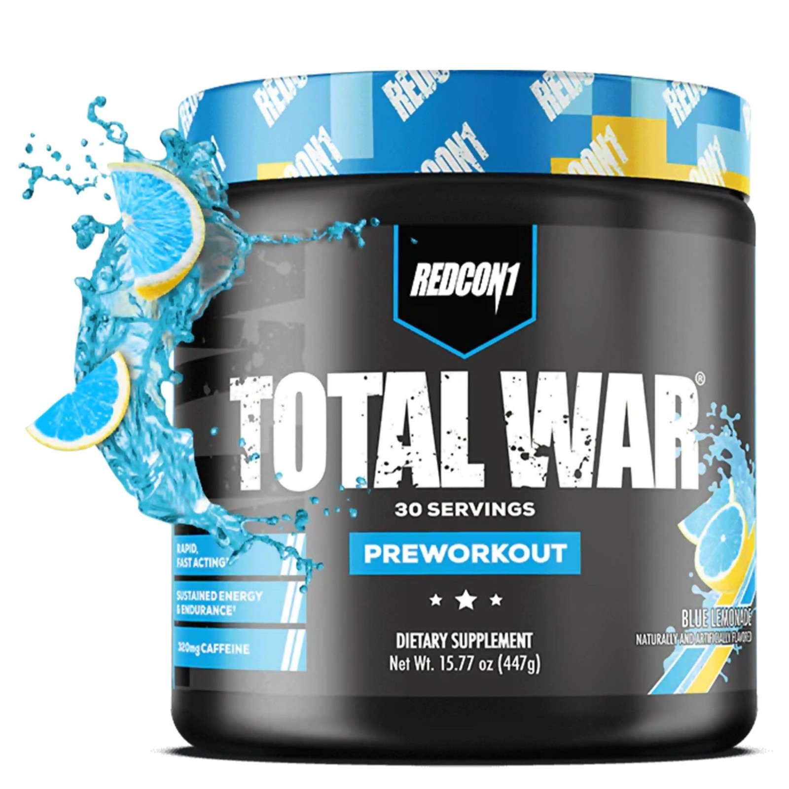 Total War Pre Workout Powder – Blue Lemonade Flavor, 320mg Caffeine, Citrulline
