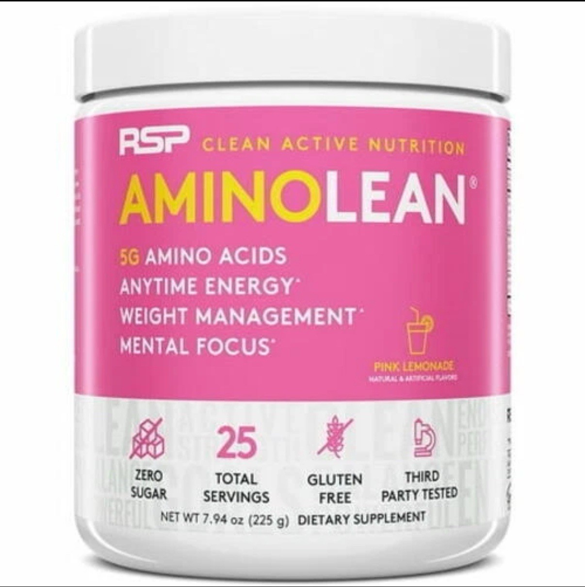 4 Pack NEW! RSP Amino Lean Pre Workout Pink Lemonade Dietary Supplement Exp 6/27