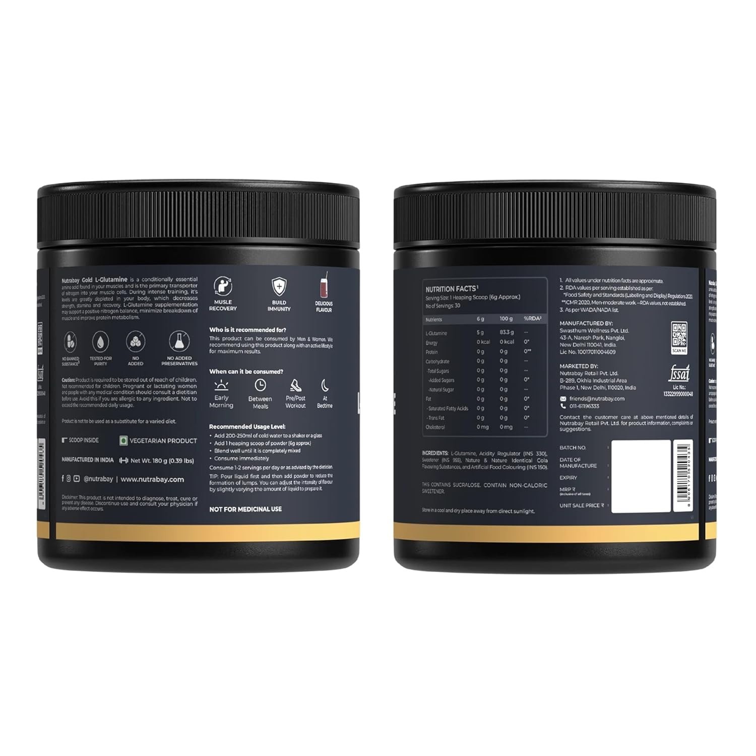 L-Glutamine Powder – Post Workout Amino Acid for Muscle Growth & Recovery