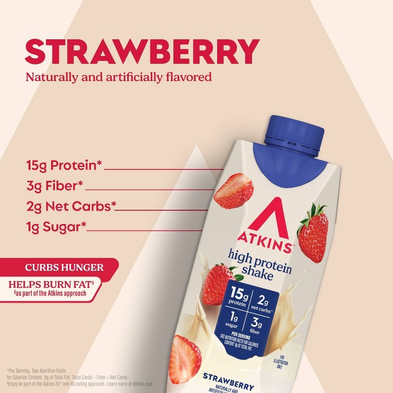 Strawberry Non-Caffeinated Protein Shake – 12ct/132 fl oz: 15g Protein Per
