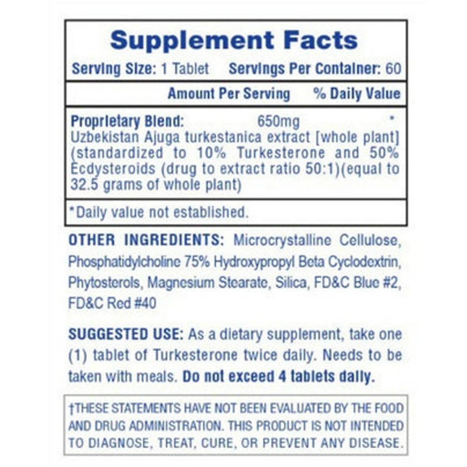 2 Bottles Hi-Tech Pharmaceuticals Turkesterone 650 60 tablets each bottle