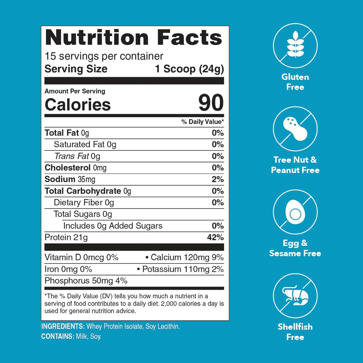 Unjury Unflavored Protein Powder | 21g 100% Whey Isolate Protein Powder | Unf…
