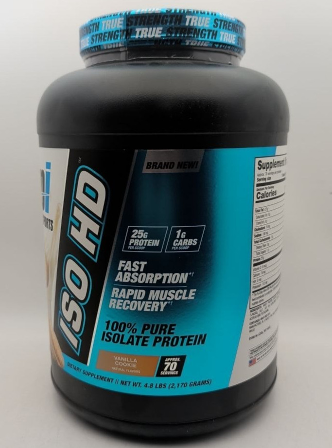 BPI Sports ISO HD Pure Isolate Protein Powder Vanilla Cookie 4.8 Lbs 70 Servings