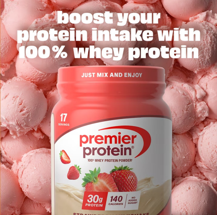 2 PACK Premier Protein 100% Whey Protein Powder Strawberry Milkshake 30g Protein