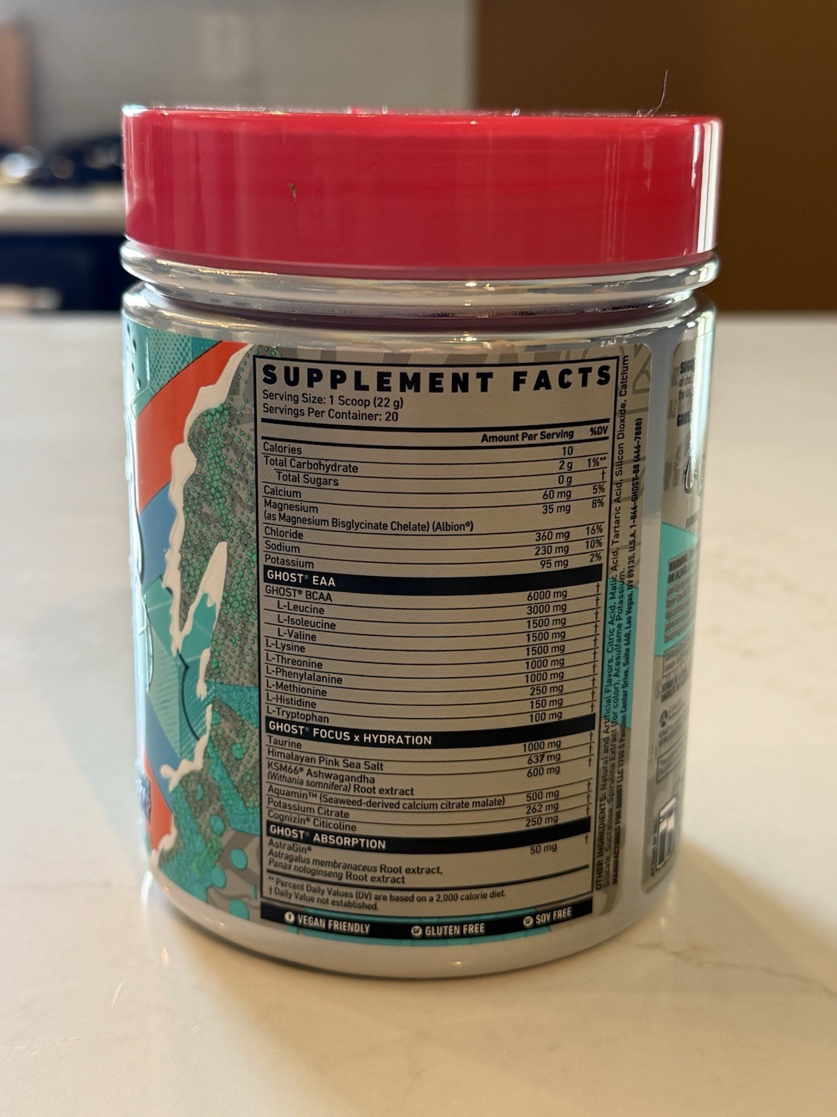 Ghost Lifestyle Intra Eaa & Bcaa Supplement 20 Servings Pack of 1 Blue Raspberry