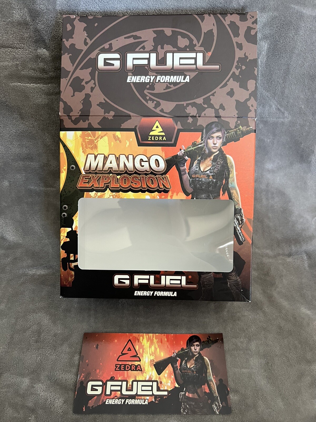 G Fuel Mango Explosion Gfuel Box ZEDRA Shaker, Sticker, Empty Tub READ