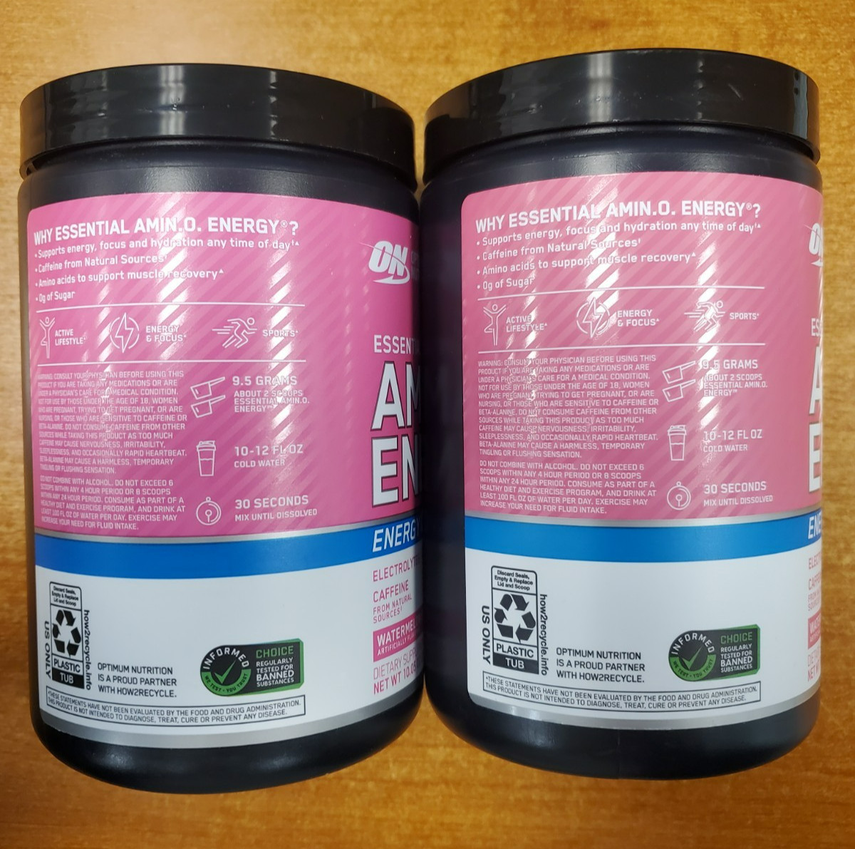 2 Pk: Optimum Nutrition Amino Energy Watermelon 10.05oz ea Exp 12/31/26 0522-W5E