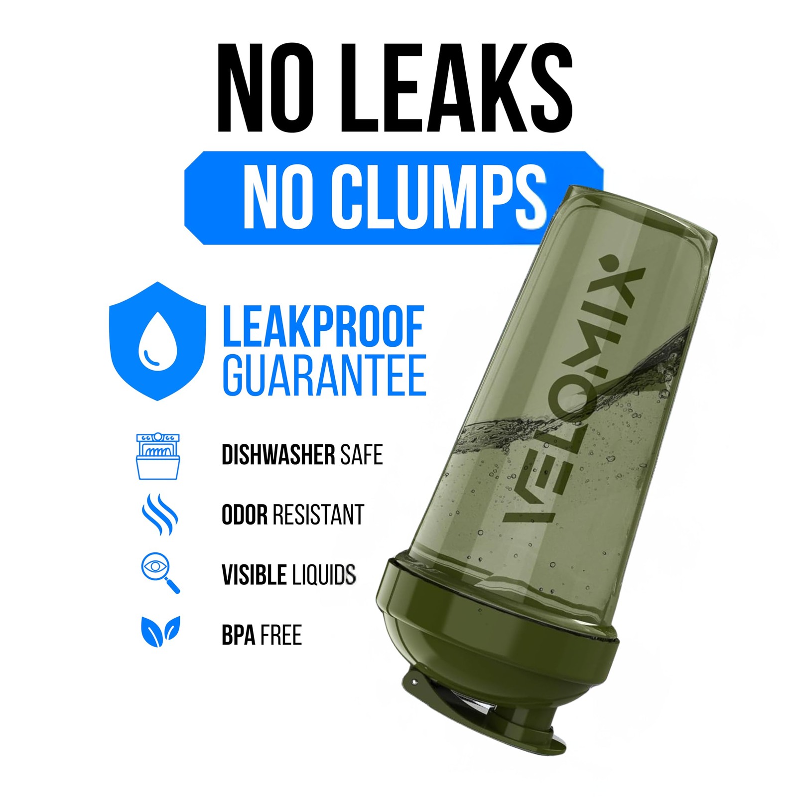 VELOMIX 2 Pack 28oz Protein Shaker Bottle for Protein Mixes Blue/Green 2x Wire