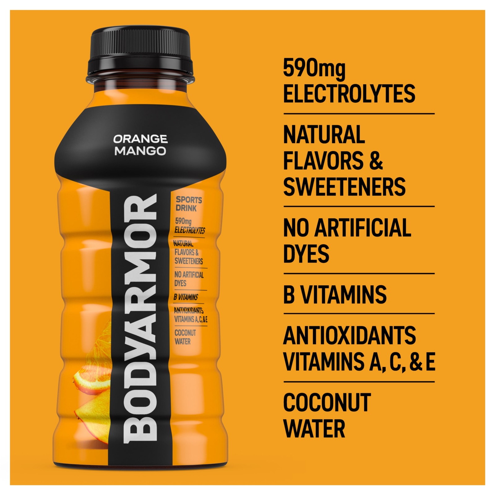 BODYARMOR Orange Mango Electrolyte Sports Drink, 12 fl oz, 8 Pack Bottles