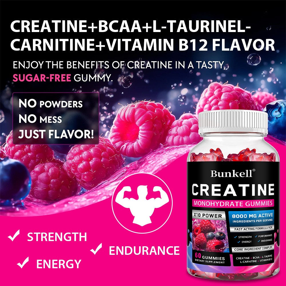 Creatine Monohydrate 2500mg- 60 Gummies – Performance – Sports Fitness Training