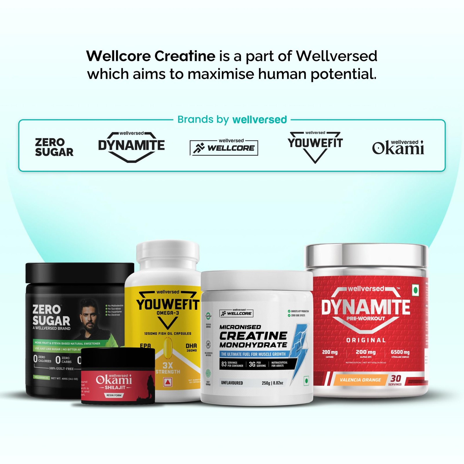 Wellcore Creatine Monohydrate Powder Fruit Fusion 83 Servings 307g