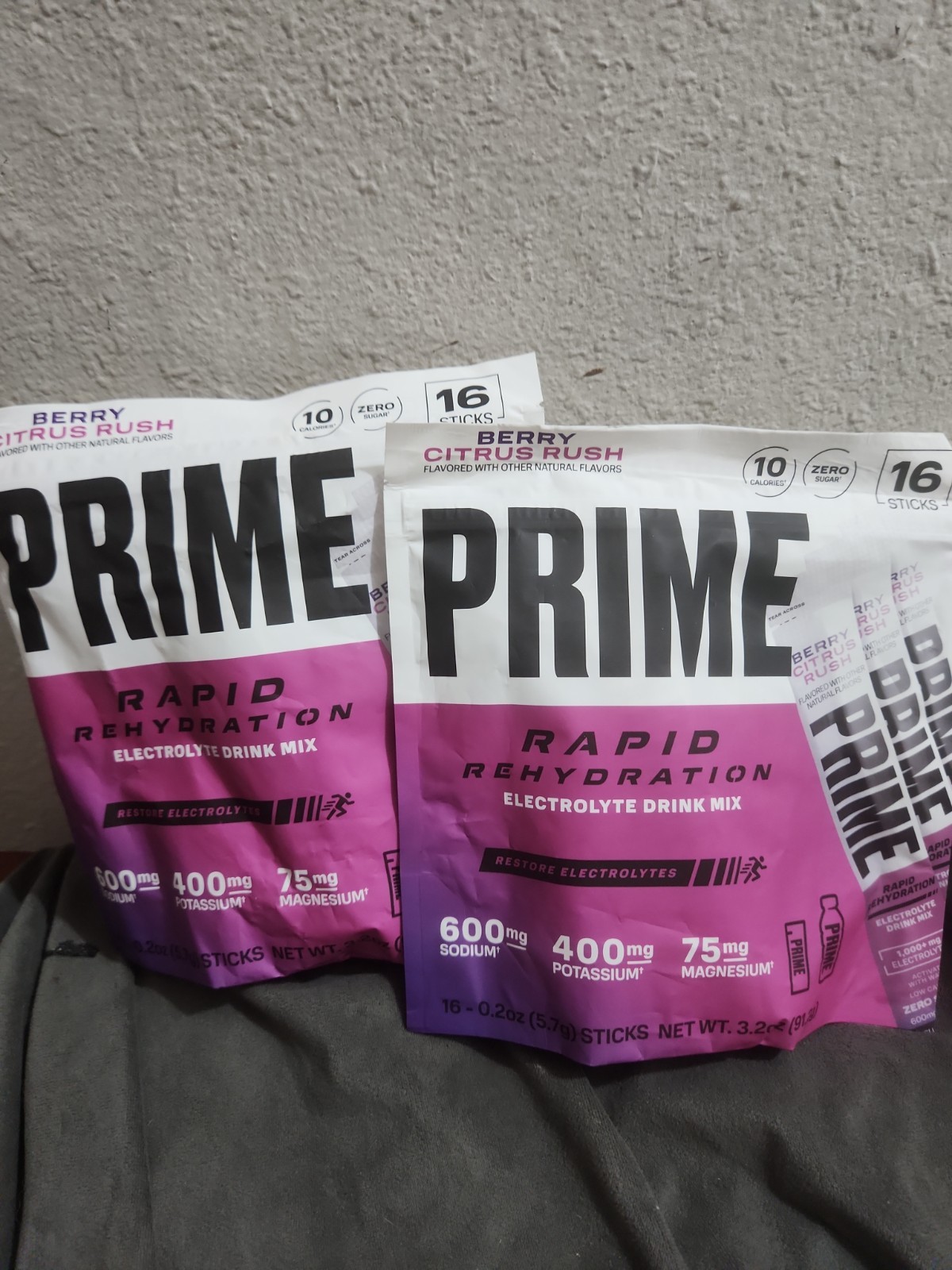 PRIME Ice Hydration Drink Sticks Berry Citrus Rush Flavor, 2-Pack 32-Count Total