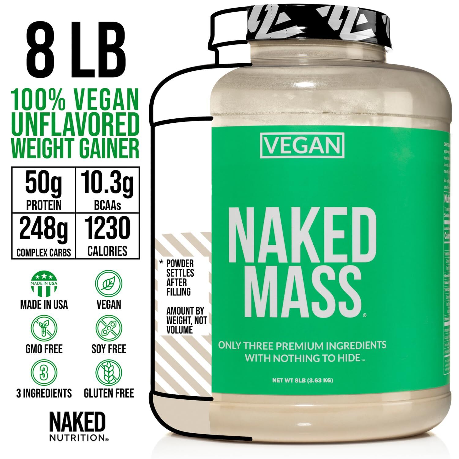 Natural Vegan Weight Gainer Protein GMO Free, Gluten Free, Soy Free & Dairy Free