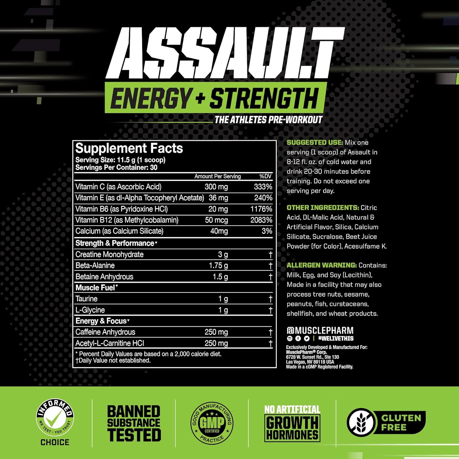 Assault Pre Workout Powder for Men & Women – Energy & Strength Boost Pre-Workout