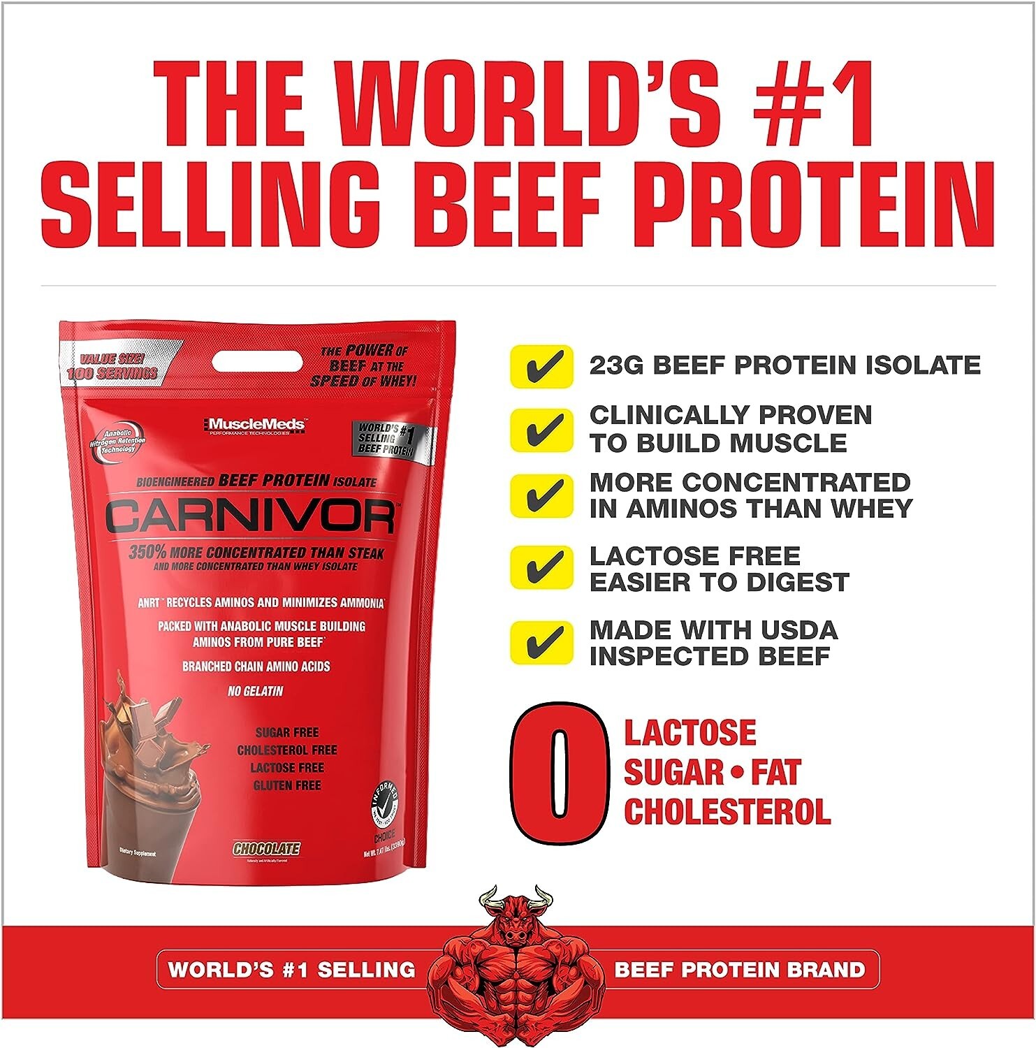 MuscleMeds Carnivor Beef Protein Isolate 100 Servings 7.34lb Bags 2 Flavors NEW