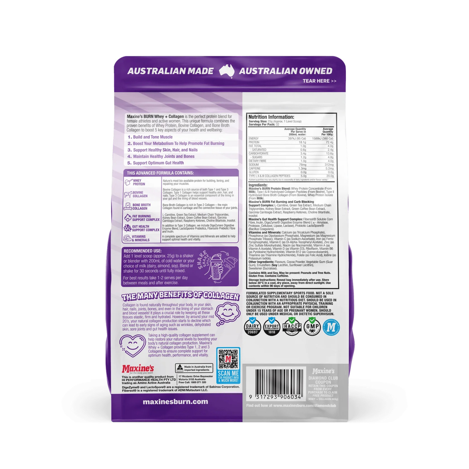 Maxines Burn Whey Plus Collagen by Maxines