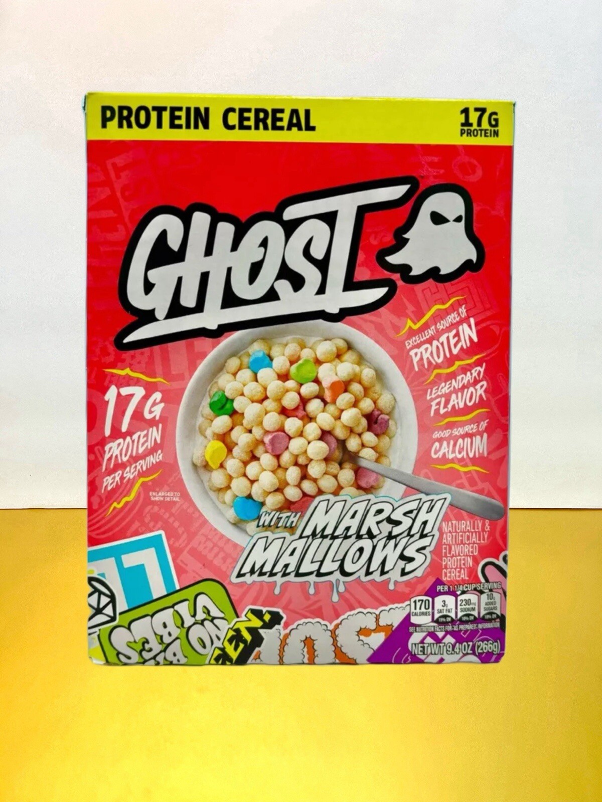 🔵 New Exclusive GHOST Marshmallow Protein Calcium Cereal Box 17g 9.4oz