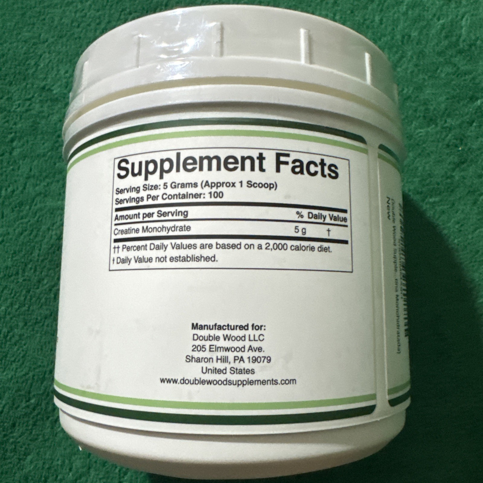Double Wood Supplements Creatine Monohydrate Powder 1.1Lbs Exp: 10/27