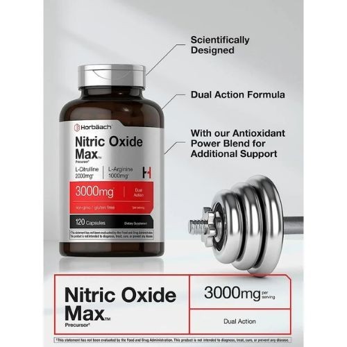 Nitric Oxide Booster L-Arginine, L-Citrulline 3000mg 120 Caps HIGHEST POTENCY