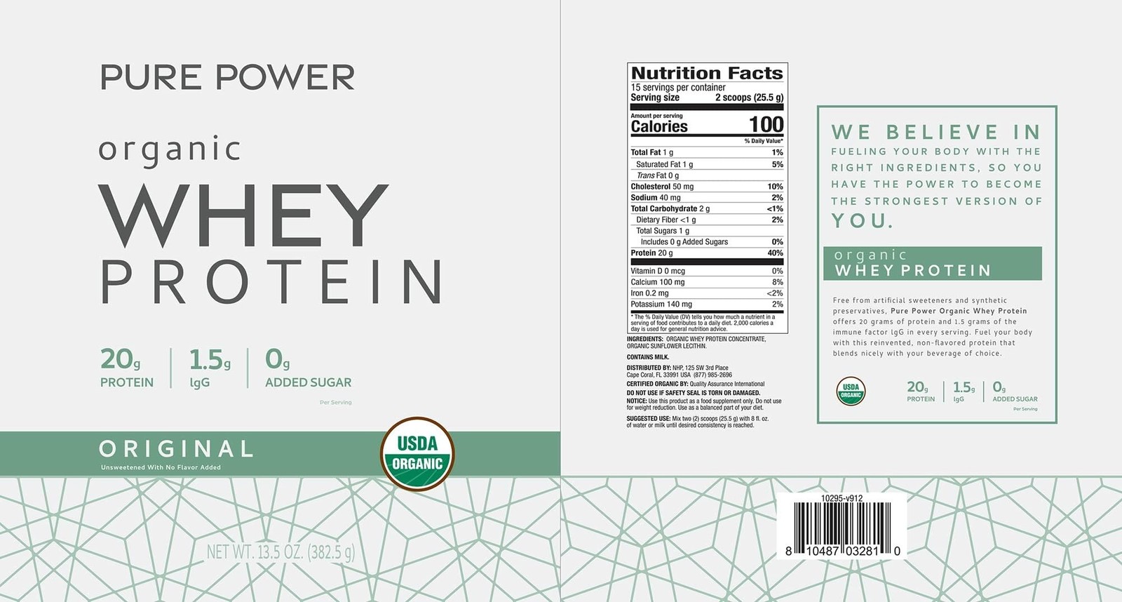 Dr. Mercola Pure Power Organic Whey Protein – 20 G Protein – Supports Muscle